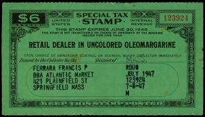 U.S. REV. STAX -RET. DEALER IN UNCOL. OLEO. FYE 1948  Used (ID # 61853)- L