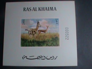 ​RAS AL KHAIMA- ENDANGER ANIMALS-DEER-MNH IMPERF- S/S VERY FINE VERY LIMITED
