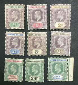 MOMEN: LEEWARD ISLANDS SG #20-28 1902 MINT OG H/2NH(1sh,2sh6d) LOT #198624-6184