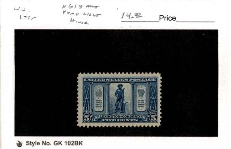 United States Postage Stamp, #619 Mint LH, 1925 Lexington (AC)