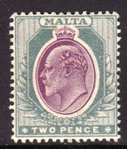 1905 Malta KEVII King Edward VII 2 penny Wmk 3 MLH Sc# 33 CV $17.50