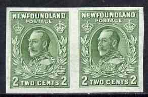 Newfoundland 1932-38 KG5 2c green imperf horizontal pair ...