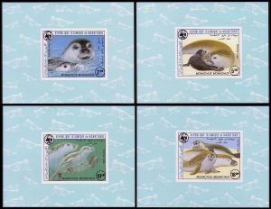 Mauritania WWF Mediterranean Monk Seal 4 De-Luxes 1986 MNH SC#597-600