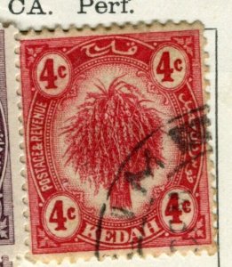 MALAYA; KEDAH 1921 early pictorial issue fine used 4c. value