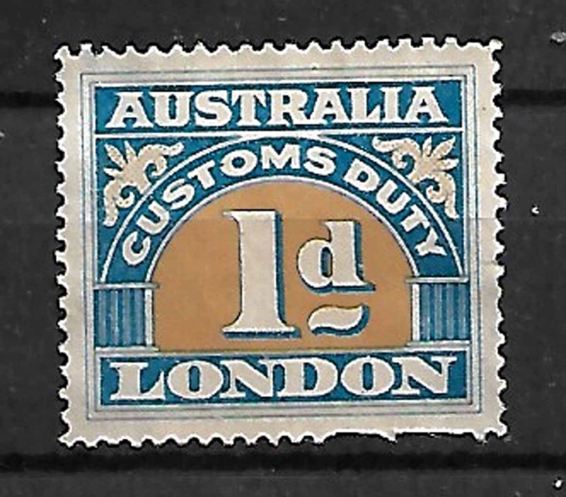 AUSTRALIA CUSTOM DUTY FISCAL REVENUE TAX STAMP 1d, MNG