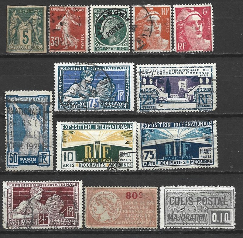 COLLECTION LOT 8025 FRANCE 13 STAMPS 1925+ CV+$19