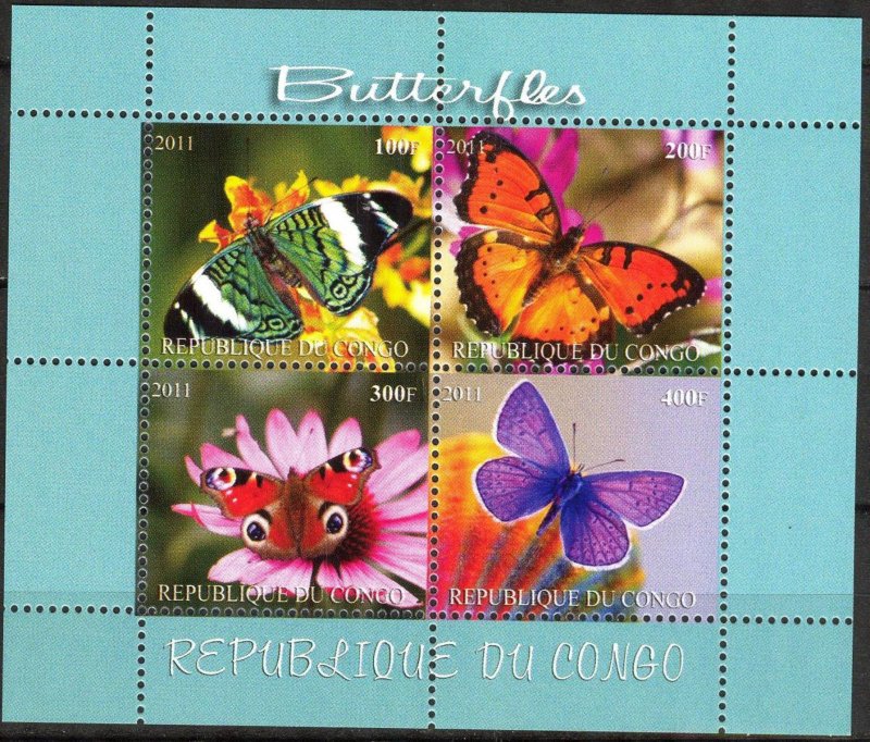 Congo 2011 Butterflies (3) MNH Cinderella !