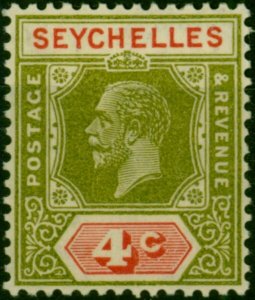 Seychelles 1928 4c Sage-Green & Carmine SG102 Fine LMM