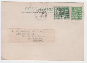 1943 Jersey ½d  Blampied View, business p/card combination GB ½d