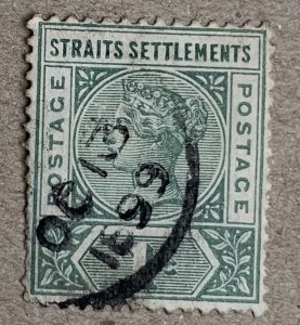 Straits Settlements 1892 1c green, nicely used. Scott 83, CV $0.80. SG 95