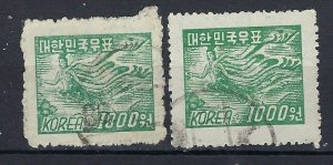 South Korea 187C and 189 Used 1952-53 issues (an8303)