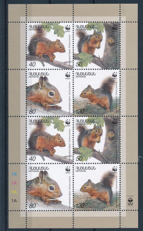 [54070] Armenia 2001 Wild animals Mammals WWF Squirrel MNH Sheet