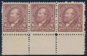 #256 VF-XF STRIP OF 3 UNUSED (RIGHT STAMP XF-SUPERB JUMBO) CV $480.00 BQ9125