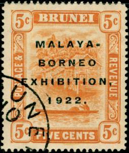 BRUNEI SG55b, 5c orange, FINE USED. CDS. Cat £95. SHORT I