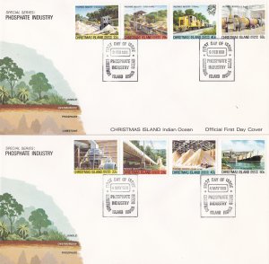 Christmas Island # 95-110, Phosphate Industry, 4 First Day Covers