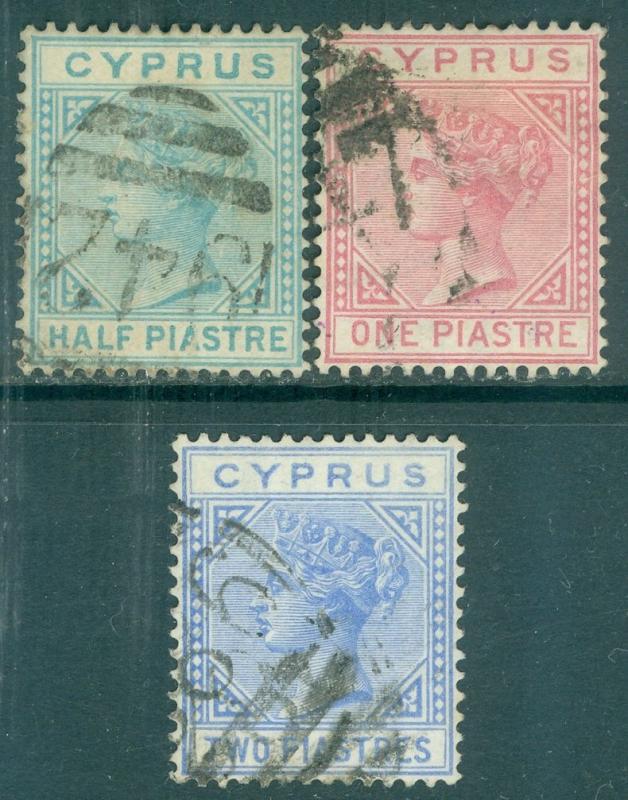 CYPRUS : 1881. Stanley Gibbons #11-13 VF, Used. Each w/Duplex cancel. Cat £112.