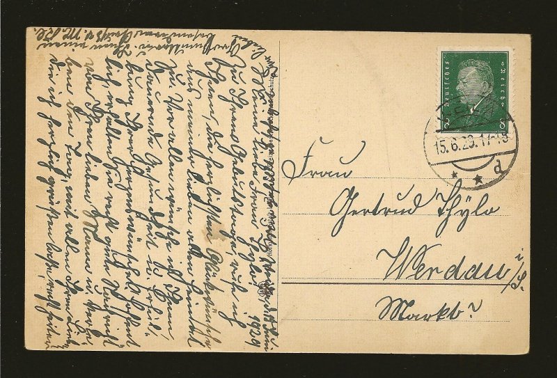 Germany 370 on PM Weida 1929 Postcard Used