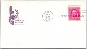 US FIRST DAY COVER RALPH WALDO EMERSON FAMOUS AMERICAN AUTHOR CACHET B13 1940