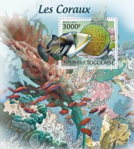 TOGO 2012 SHEET CORALS MARINE LIFE tg12104b