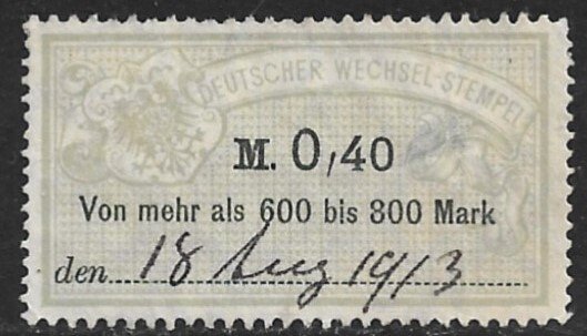 GERMANY 1900 0,40 Without Year 18 Bill of Exchange Revenue Erler No. AJ116 VFU