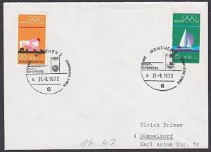 GERMANY 1972 Olympic Games cover special pmk SPORT CONGRESS................A3317