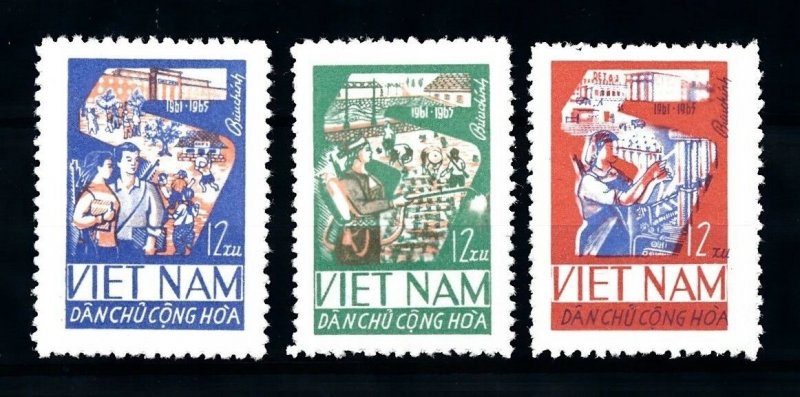 Vietnam 1965 MNH Stamps Scott 378-380 Industry Agriculture Five Year Plan Econom