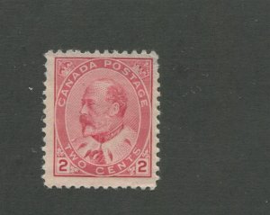 King Edward VII 1903 Canada 2c Postage Carmine Stamp #90 Scott Value $135