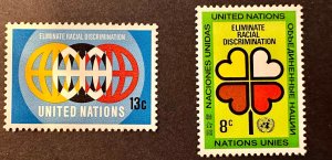 UN  New york # 220-221  Eliminate Racial Discrimination 8c & 13c 1971 Mint NH