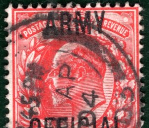 GB KEVII SG.O49var 1d *ARMY OFFICIAL* Overprint VARIETY 1904 CDS Used HPR138