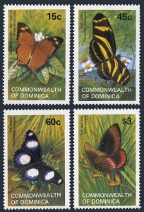 Dominica 768-771,772, MNH. Mi 782-786 Bl.76. Butterflies: Godman's leaf, Zebra,