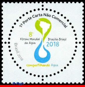 3373 BRAZIL 2018 8th WORLD WATER FORUM, ROUND STAMP, SHARING WATER, MAPS, MNH