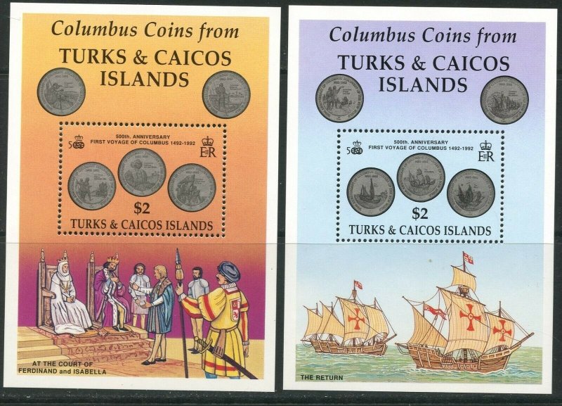 TURKS & CAICOS Sc#1008-1009 1992 Columbus Discovery of America Two SS OG MNH