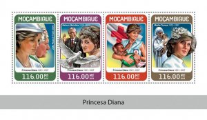 Mozambique 2018 MNH Royalty Stamps Princess Diana Mother Teresa Red Cross 4v M/S