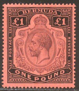 BERMUDA #54 MInt NH - 1910 £1 Black & Violet / Red