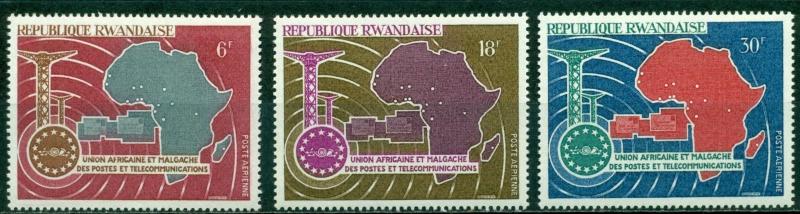 Rwanda Scott #C1-C3 MNH Africa and Malagasy Postal Union Map CV$2+