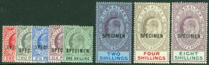 SG 66-74 Gibraltar 1906-11. 1d-8/- set of 8, overprinted specimen. Unmounted...