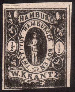 1863, Germany, Hamburger Boten, W. Krantz, Local stamp, MNG