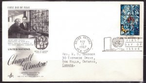 F2316   UNITED NATIONS   FDC # 180         Chagal Window