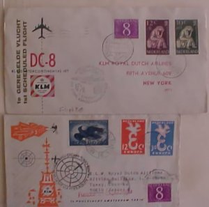 NETHERLANDS 8 CENTS FLIGHTS 1958 B/S JAPAN 1960 B/S NY