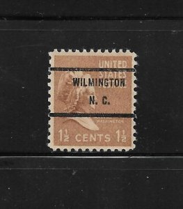 US Bureau Precancels: Wilmington, NC, #805-71; 1½¢ 1938 Prexy; PSS CV $1