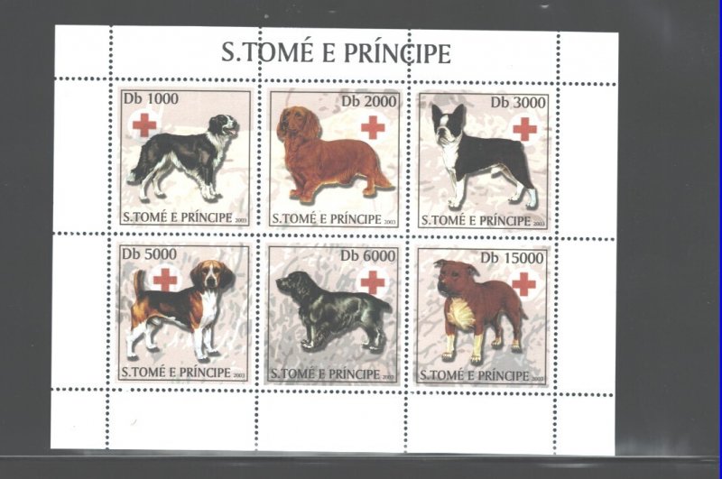 S.TOME E PRINCIPE, 2003 #1477-1478 RED CROSS $ DOGS MNH