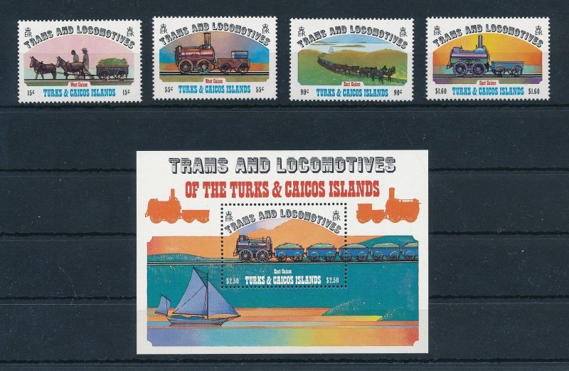 [113871] Turks & Caicos Islands 1983 Railway trains Eisenbahn with Sheet MNH