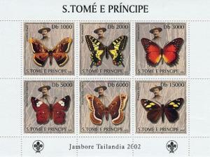 SAO TOME E PRINCIPE 2003 SHEET MUSHROOMS SCOUTS BADEN POWELL BUTTERFLIES st3227