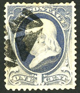 U.S. #145 USED V TINY THIN ON TOP