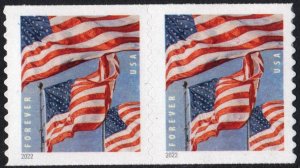 NEW ISSUE: (Forever) U.S. Flags Coil Pair: BCA (2022) SA