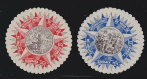 France 1911 ROUBAIX International Exposition 2 Die Cut Stamps Mint OG NH,H ( 08)