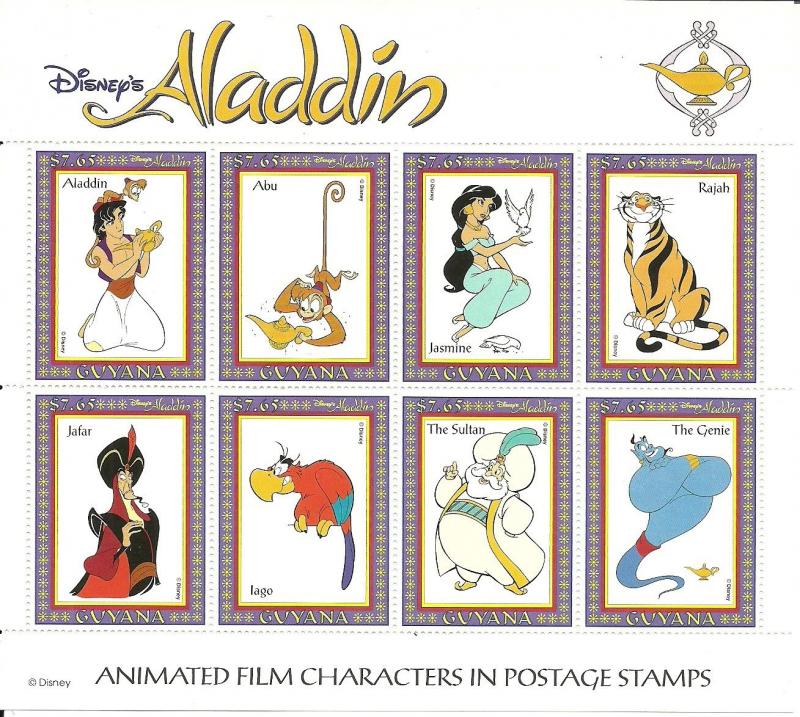 Guyana: Walt Disney's Aladdin: Miniature Sheet: 1993