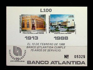 HONDURAS Sc C765a NH SOUVENIR SHEET OF 1988 - BANK