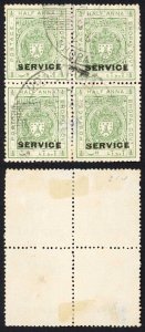 Bhopal SGO314 1/2a Green Used Block of FOUR