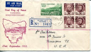 Australia registered FDC to USA VF